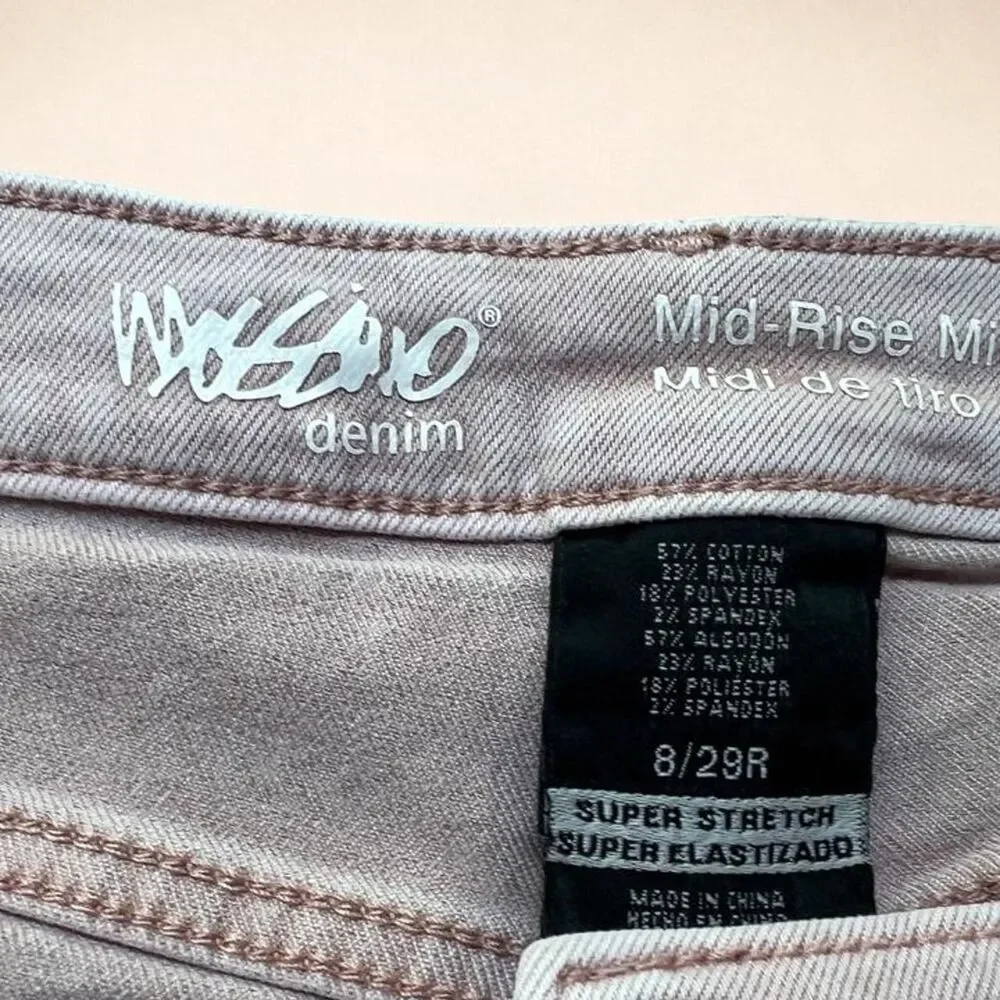 Mossimo Denim Mid Rise Mini Shorts Pink Super Stretch Women's Size 8/29
